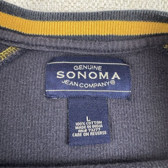 Sonoma Vintage Long Sleeve Shirt Men's 90s Y2K Gray Yellow Skater Sweater Large - Picture 6 of 13